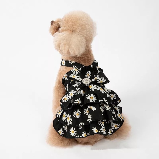 全2色 モノトーン お花柄 ワンピース フリル リボン 犬服 ドッグウェア ペット服 わんこ Bandp Dog Wear わんこのお洋服 犬服 ペット服