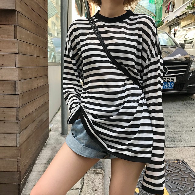 白黒ストライプシャツ Yone71