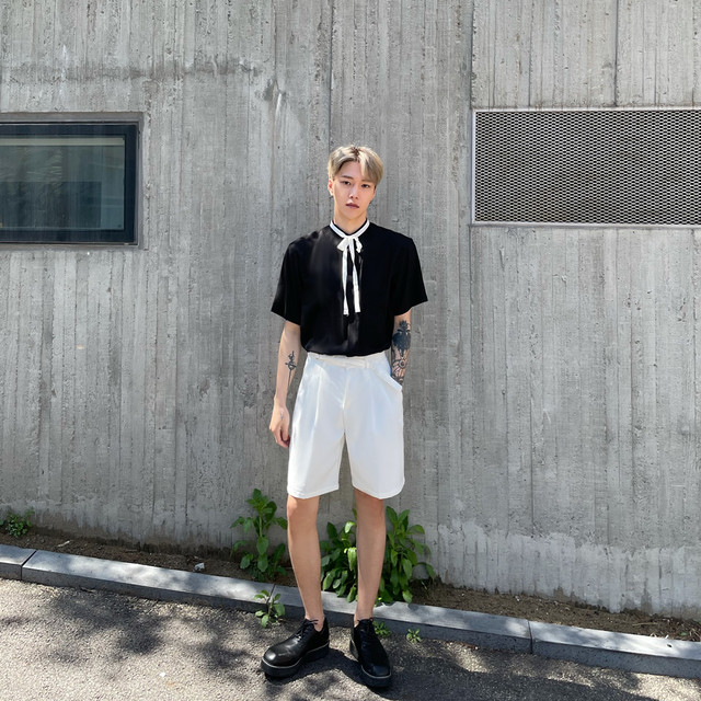 リボン半袖シャツ 韓国メンズモードファッション 韓国メンズファッション通販サイト Modefreak モードフリーク