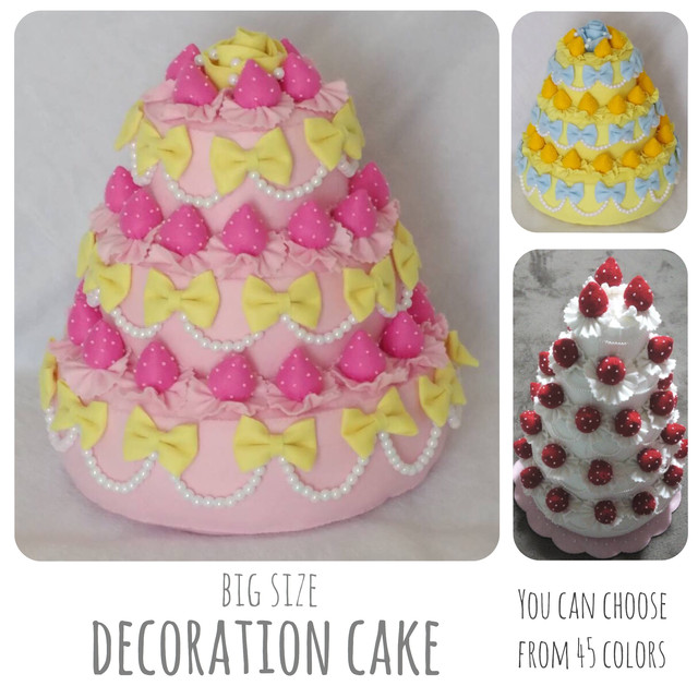 931 選べる45色 ビッグサイズのデコレーションケーキ ウェディングケーキ フェルト いちご 誕生日 ハンドメイド フォトアイテム Rose Plus