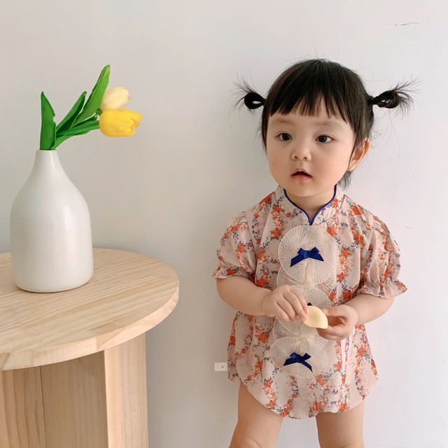 女の子 花柄 リボン ロンパース ワンピース 可愛い 姉妹 お揃い 夏 人気 Dyh海外子供用品