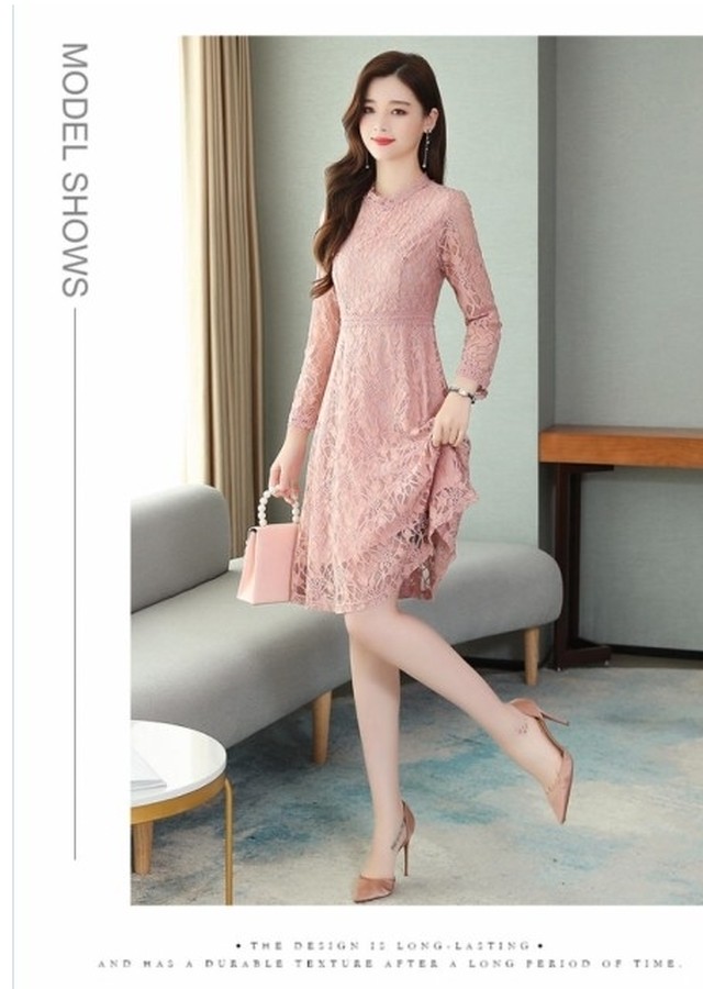 セレブ風 ワンピース ワンピース ワンピ 上品 レトロ 総レース Aライン Vネック セレブ風 結婚式 パーティー お呼ばれ レディース エレガ Basecamp49