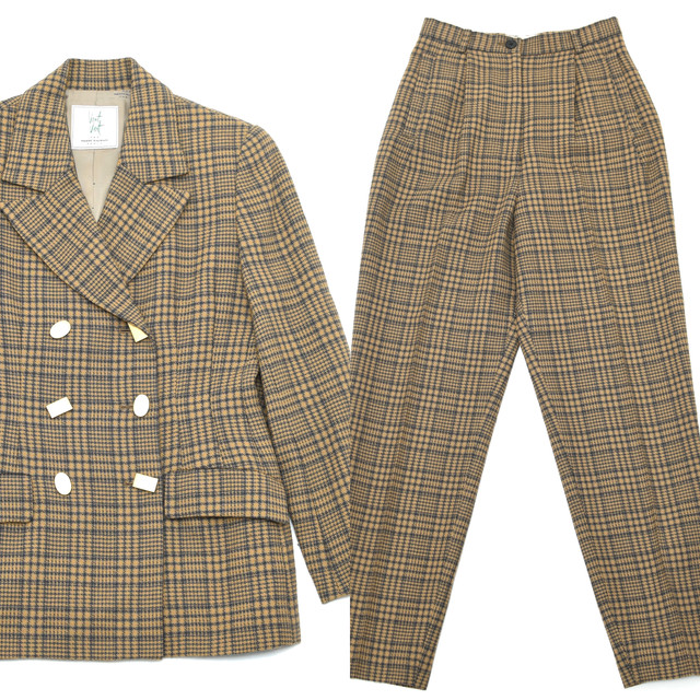 Vintage double breasted check wool setup