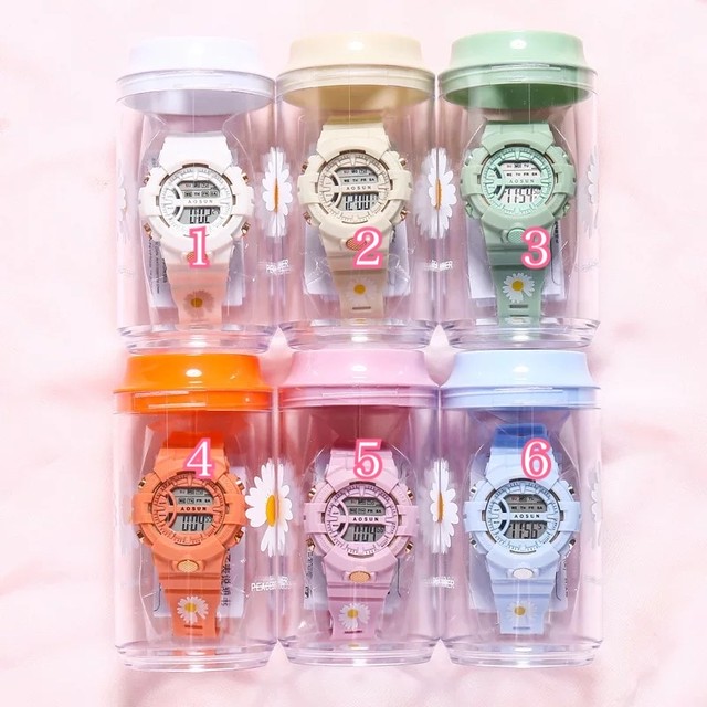 お取り寄せ商品 腕時計 時計 シリコン 多機能 レディース パステル デイジー 花柄 ゆめかわいい 原宿 おしゃれ スポーティ Candy Melts