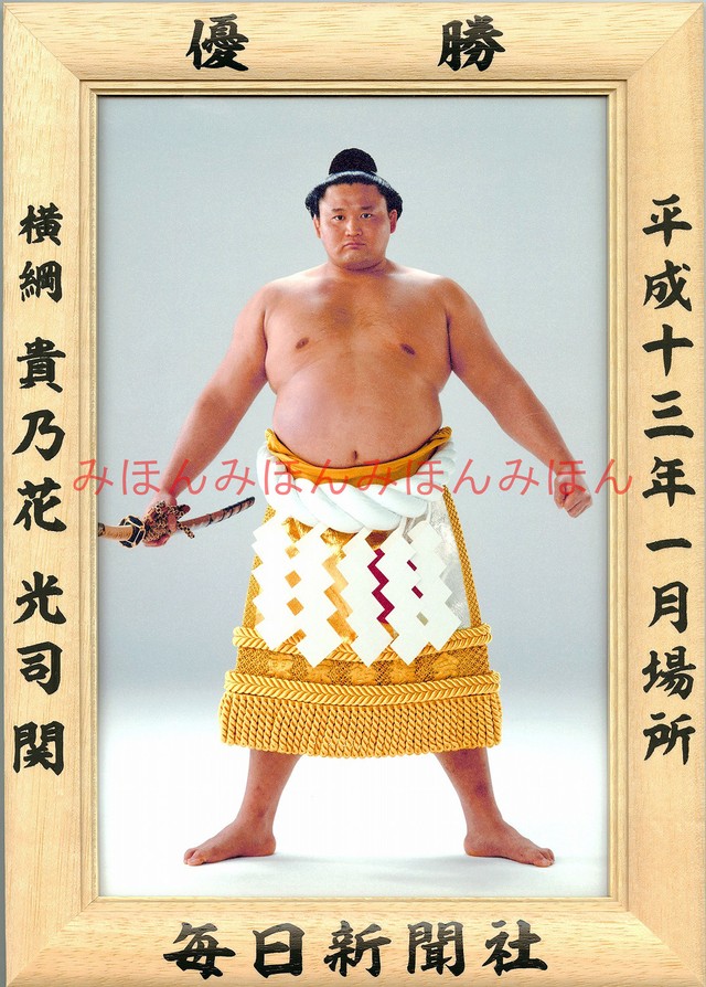 平成１３年１月場所優勝 横綱 貴乃花光司関 ２１回目の優勝 大相撲まいにち部屋 大相撲優勝ミニ額販売公式サイト