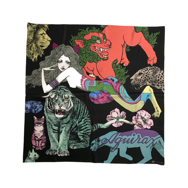スカーフ 宇野亜喜良 猫族 Yaezawa Print Collection