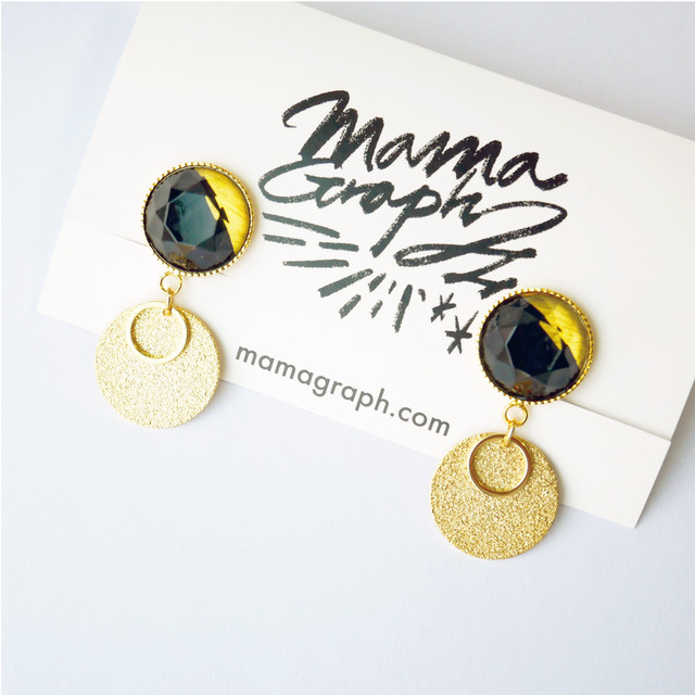 013 ゴールドプレートのツートーンデザインイヤリング Mamagraph ママグラフ