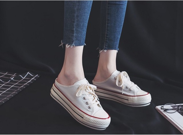 スニーカー 厚底 レディース インヒール サンダル 履きやすい 婦人靴 かかとなし サンダルスニーカー 送料無料 軽い キャンバス 6cmup ブラック ホワイト Ys07 Fashion Mille