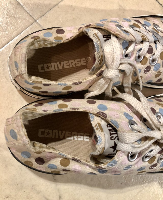 Converse Allstar コンバースオールスター ドット柄loカットスニーカー白茶青 24 5cm 古着 陽気な古着屋frank