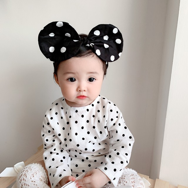 子供のかわいいヘアアクセサリーウェーブドットのバージョンミッキー耳帽子赤ちゃんヘアバンド赤ちゃんヘアアクセサリーヘッドバンド 大人ガーリー スウィート キュート カジュアル Snsで話題 Kids男の子 Kids女の子 韓国ファッション 男の子ママ 女の子ママ 海外キッズ