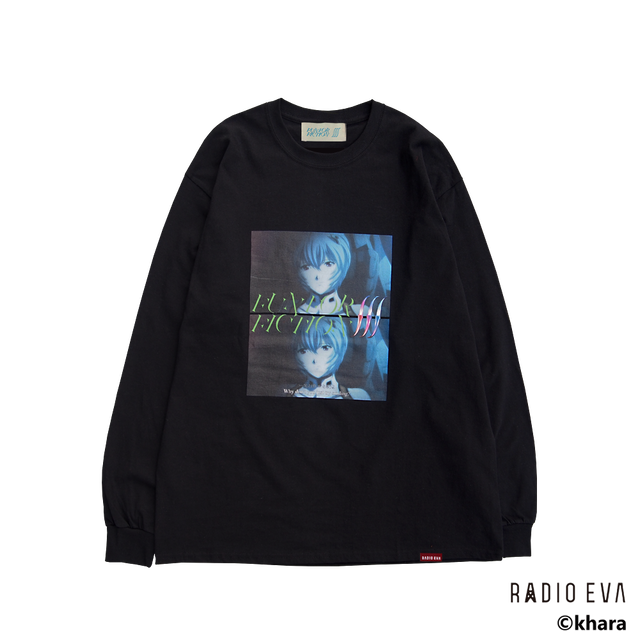 Ayanami (Why don't you just try smiling?) L/S Tee (BLACK) / RADIO EVA