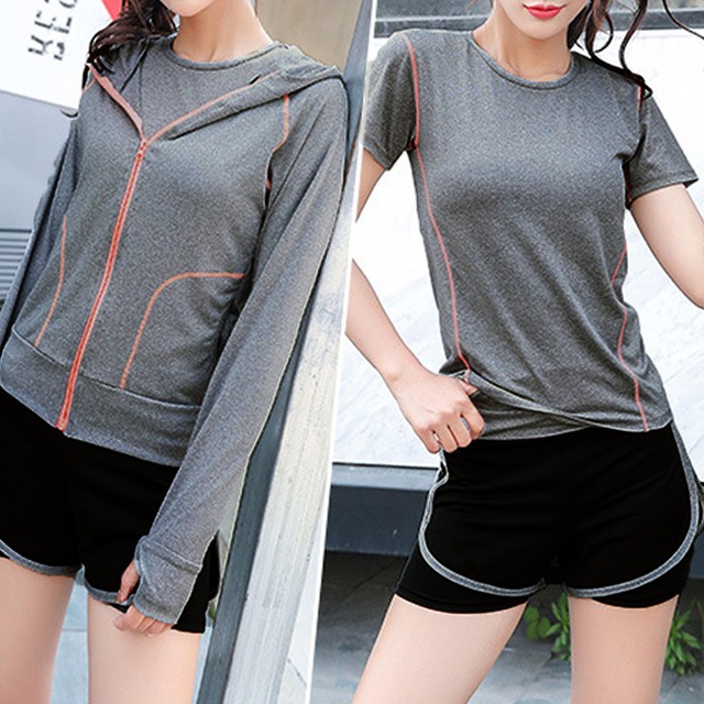 国内発送 スポーツウェア セットアップ レディース 5点 セット ヨガウエア ランニングウェア 速乾性 黒 ヨガ パンツ おしゃれ トレーニング ウェア Infini Arc En Ciel