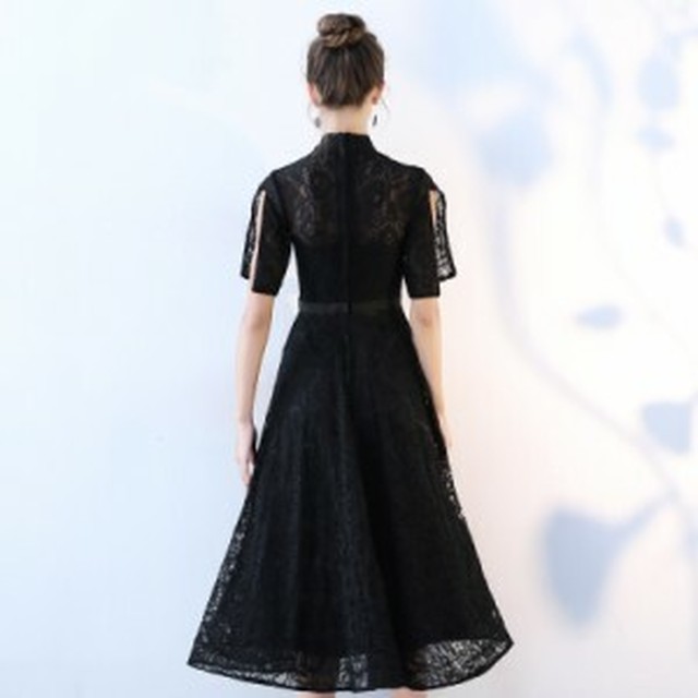 ドレス マキシドレス 毎日ドレス ワンピース オケージョンワンピース フレアワンピース 春 夏 レース 総レース フレア 半袖 リボン ウエストリボン ミディアム エレガント パーティー ベーシックカラー ブラック ワインレッド 小さいサイズ 大きいサイズ Emarkitekt