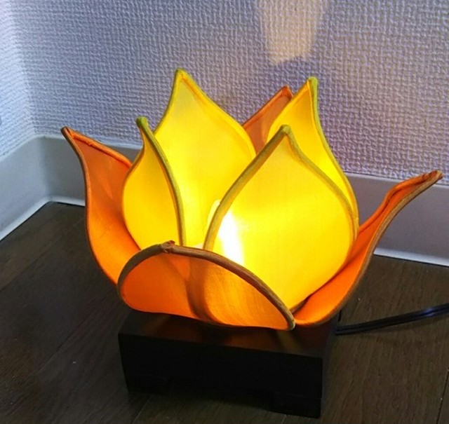 Outlet ロータスフラワーランプ ベトナムランプ フロアライト アジアン 照明 シルク蓮の花ランプ O ベトナム雑貨phiphi