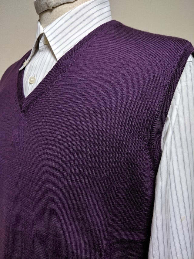 ニットベスト パープル L 洋服のマルハチ