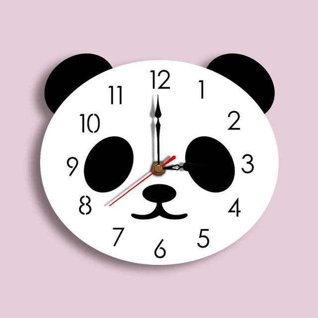 パンダ モチーフ かわいい イラスト 子供部屋 時計 インテリア Clock クロック 壁掛け ウォール ウォッチ オシャレ Clock Flog