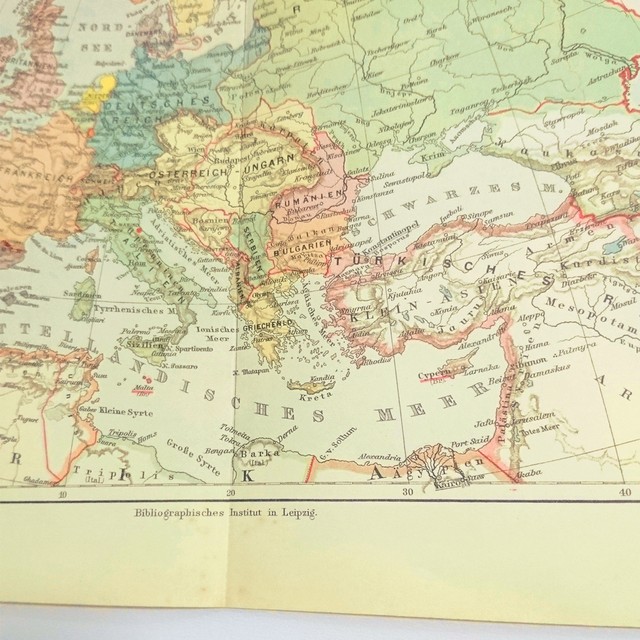 マイヤー百科事典 ヨーロッパ 政治的概観図 アンティークマップ 古地図 ビンテージ 地図 図版 1957 71 Backlane