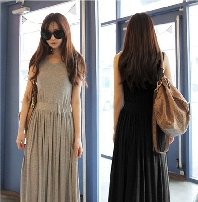 レディースワンピース ジャージーワンピース ウエストゴム グレー グラック ダークグレー チャコールグレー ワンサイズ ノースリーブ 夏 Ptnhn0117 Shop Suba