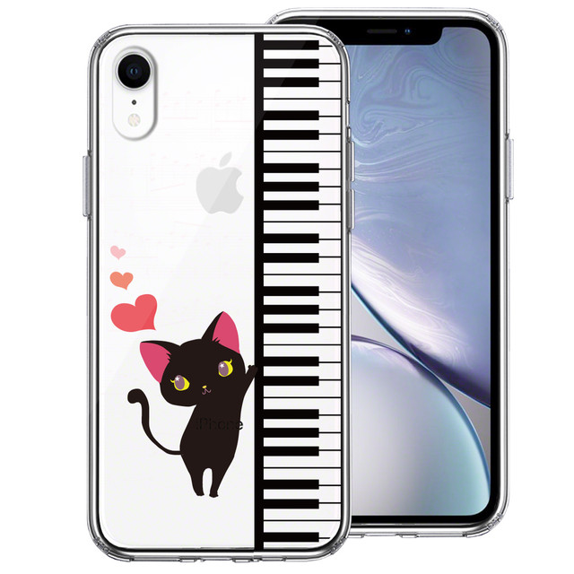 即納 スマホケース 可愛い Iphonexr 黒猫 ピアノ ハート アニマル お洒落 クリアケース 透明 人気 ねこ 動物 スマホケースと雑貨の店 Happy Hit