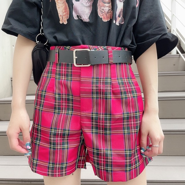 ベルト付チェックショーパン Burlesque