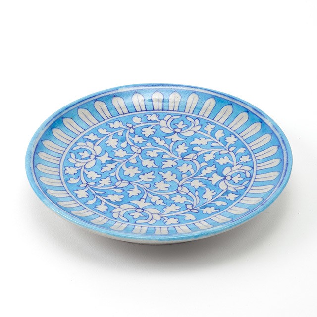 Blue Pottery ブルーポッタリー 陶器丸皿 青b Blue Pottery Round Dish Blue B Gallery Mj