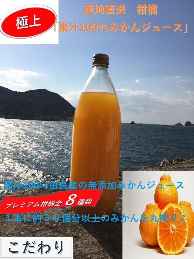ゆらみかんジュース 果汁100 和歌山県由良産 1000ｍｌ 本 送料無料 こだわり市場