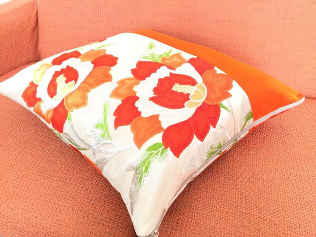 着物帯リメイククッションカバー座布団カバー送料無料1点物リビングインテリア帯リメイククッションカバーno 243 着物帯リメイク ショップkamadaworld