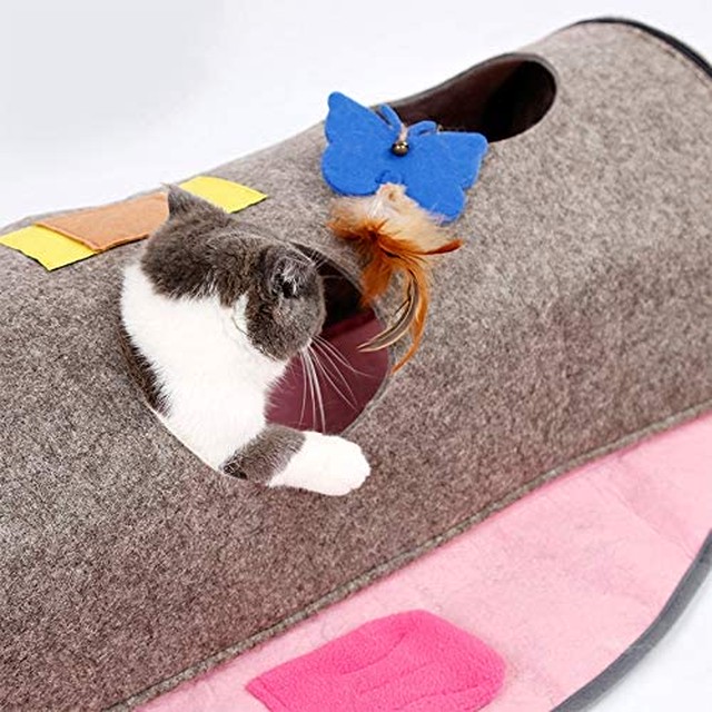 Jpcs Petneces猫トンネル 猫の爪とぎ 猫のノーズマット 3in1猫用品 キャットトンネル 爪とぎ 訓練毛布 多機能の猫おもちゃ 笛付き 音が出る 運動不足 ストレス解消 猫 小型犬に対応 最新デザイン ピンク Az Japan Classic Store