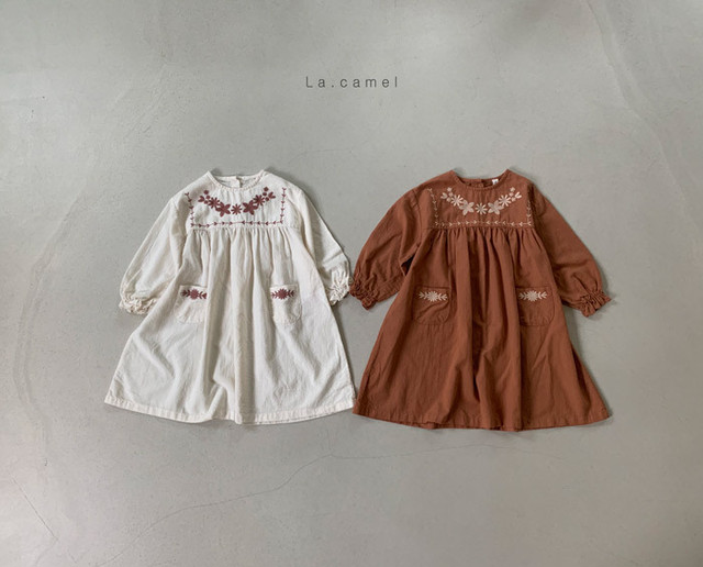 即納 Selly Dress 韓国子供服 刺繍入りワンピース La Camel こどもふく Select Shop Yourcloset 韓国子供服 海外子供服