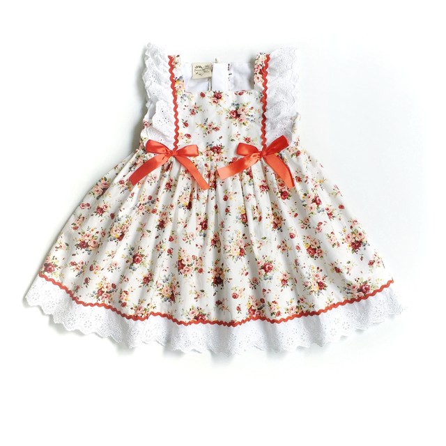 仕立屋コラボ ツインリボン ワンピース レッド Heart Spring スモッキングワンピースと可愛い子供服