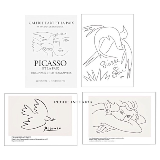 即納 ポストカード４枚set おまけ付き ポスター 写真 モノクロ カフェ風 ４枚セット 韓国 ウォールデコ インテリア Peche ペシェ