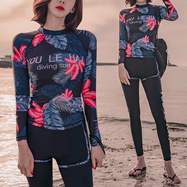 国内発送 ラッシュガード レディース タンキニ 長袖 3点 セット パッド スイミング 水着 セパレート 上下 スポーツ Infini Arc En Ciel