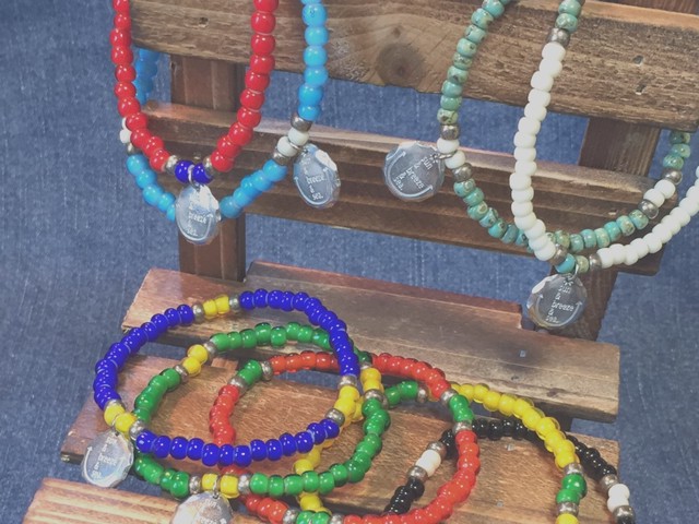 ビーズブレスレット メンズ Sun Breeze Sea ホワイトハーツ ガラスビーズ 日本製 Sun Breeze Sea Market By Relaxx Direction