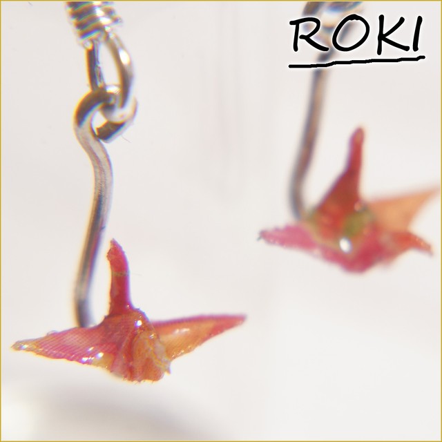 ピアス プレゼント 折り鶴 おすすめ 手作りアクセ 和装小物 かわいい ハンドメイド アクセサリー Roki22