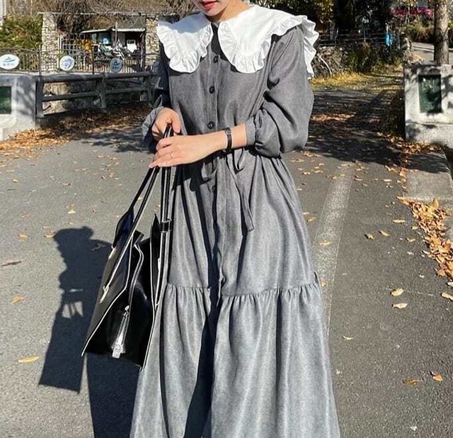 Big襟ワンピース グレー Vogue Official