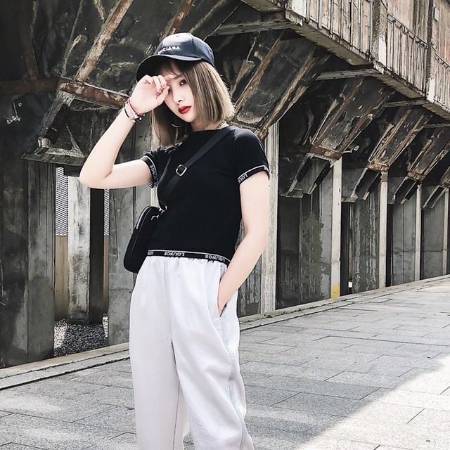 【即納】logo hem design t-shirt
