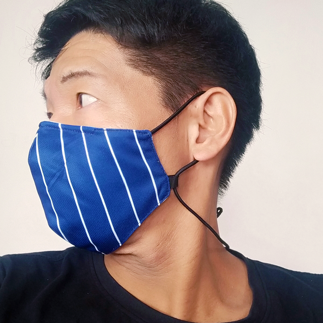 首掛け型ndeeマスク ネイビー ホワイトピンストライプ Lサイズ ネックデザインマスク Neckdesignmask ファッションマスク ナベちゃんねるshop