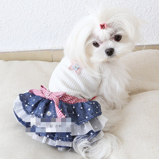 送料無料 犬の服 デニムワンピース ちょう結び フリルスカート キャミソール 夏 セレブ犬服 ワンちゃん服 コスチューム ペット用品 ドッグウエア 犬洋服 Nextcase