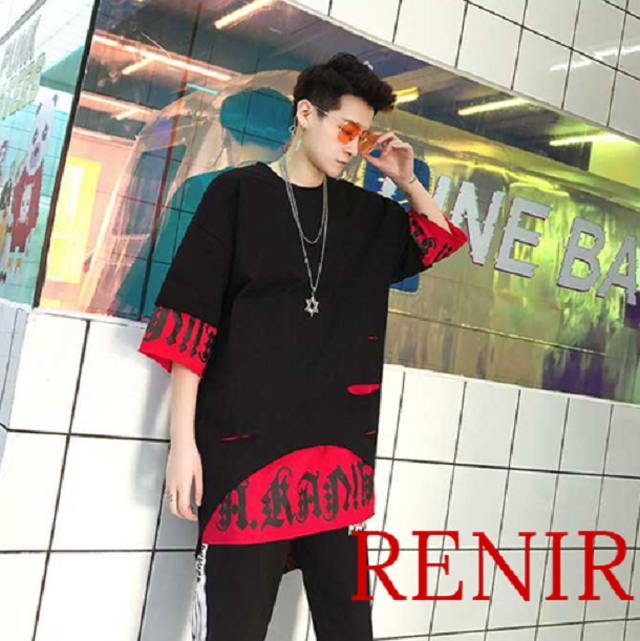 Renir レニール メンズ 柄tシャツ Tシャツ 柄 シャツ 服 ドクロ ダメージ 新品 Renir レニール メンズファッション レディース ファッション