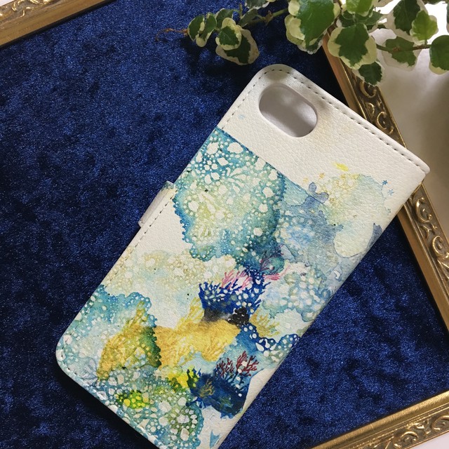 送料無料 手帳型スマホケース Iphone対応 Sioux Art 人魚の庭 透明水彩 アート イラスト おしゃれ プリンセス マーメイド 人魚姫 お姫様 女の子 人気 Siouxmart