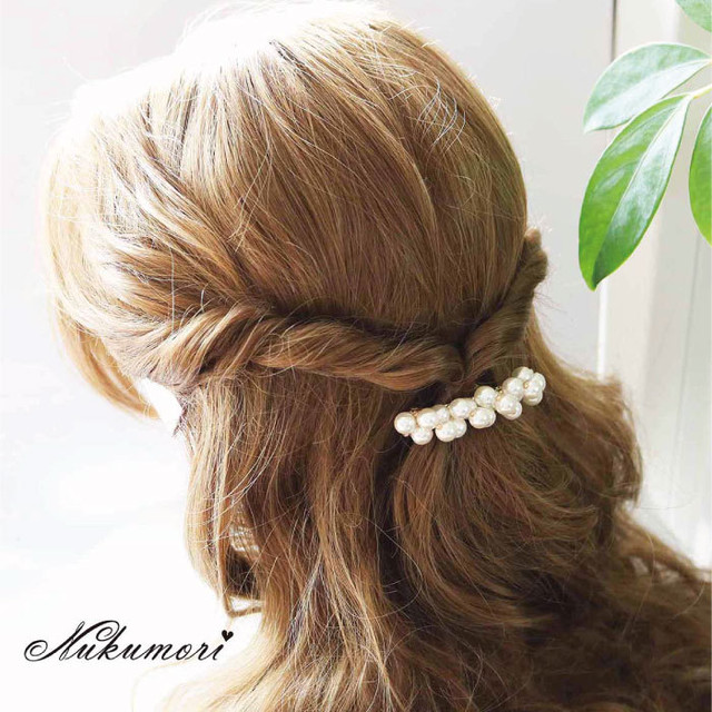 パールバレッタb バレッタ 結婚式 パール バレッタ ヘアアクセサリー パール バレッタ コットンパール レディース Charis