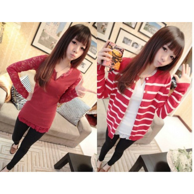 即納 レースフリル ホワイト レース切替えインナーワンピース カットソー レディース Tシャツ長袖 ニットソー uネックトップス Selectshop Cocon