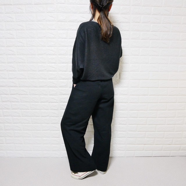 綿麻レーヨン ワイドゆるパンツ ブラック ワイドパンツ Balmy