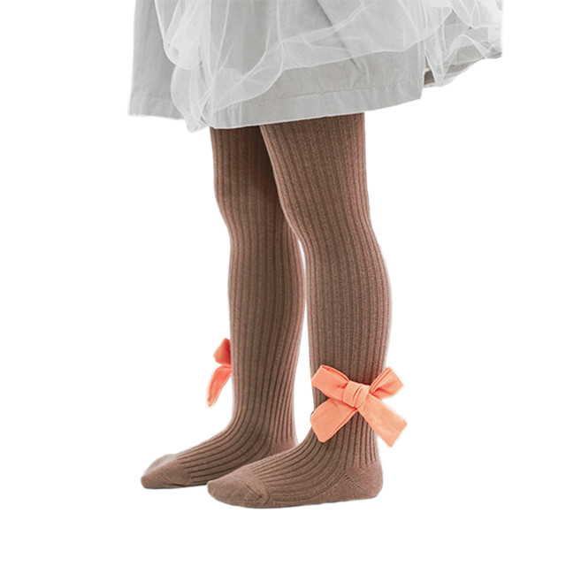 ダブルギャザーリボンソリッド カラーレギンス ワンピース タイツ ストッキング ソックス ソリッドカラー Kids Casiekids