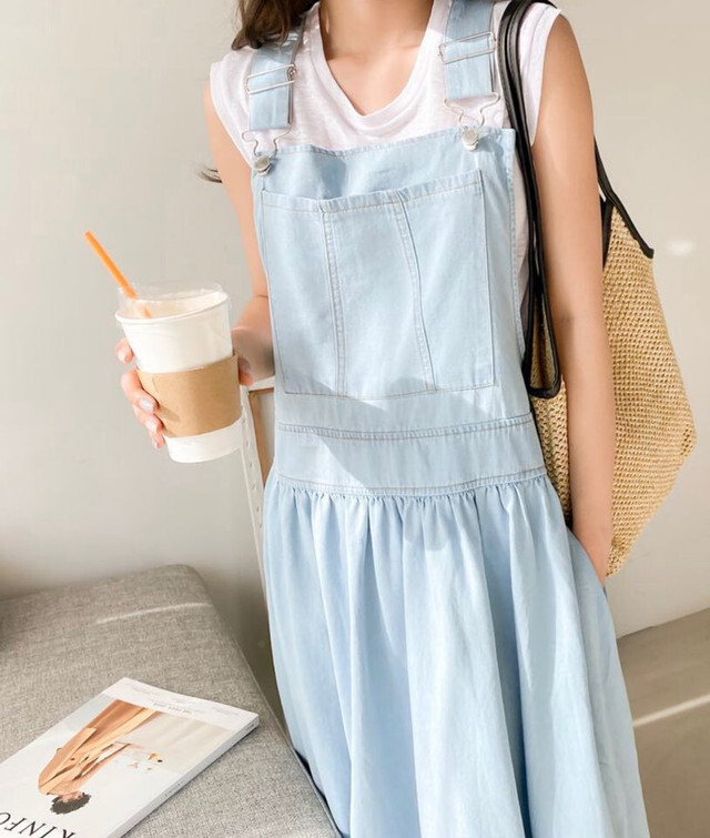 かわいいデニムサロペット ワンピース Myaagorosa