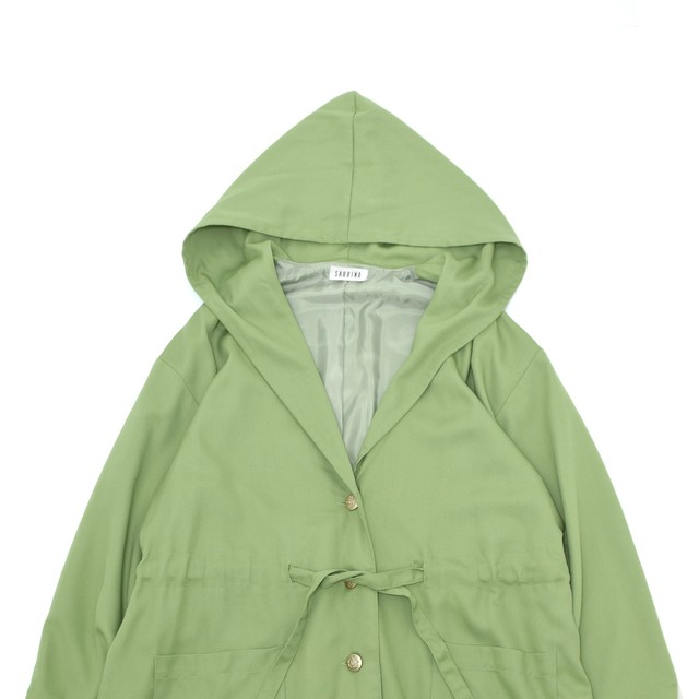 Unisex pistachio color over fooded coat