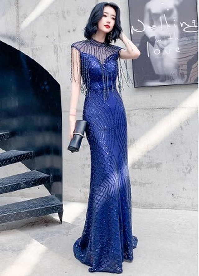 新作ウエア 美品 イブニングドレス 優雅な エレガント マーメイドライン ロングドレス