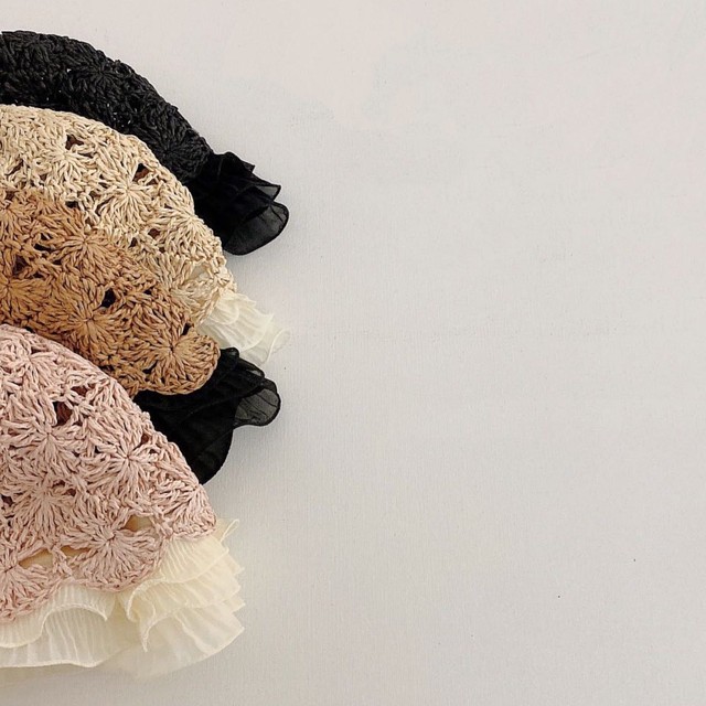 ペーパーレースハット キッズ ベビー 帽子 ナチュラル ガーリー 女の子 春 夏 Baby Kids Mom Adzuki アズキ