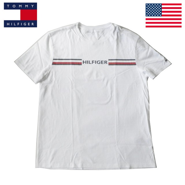 トミーヒルフィガー ｔシャツ トリコロールカラーフラッグロゴ Tommy Hilfigerメンズ Lサイズ ホワイト Unitedstyle 1