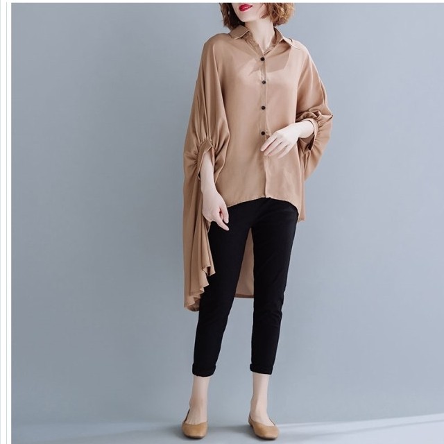 大きいサイズ レディース トップス 春新作 ドルマンスリーブシャツ 大きいサイズ レディース トップス シャツ ドルマンシャツ タックシャ Basecamp49